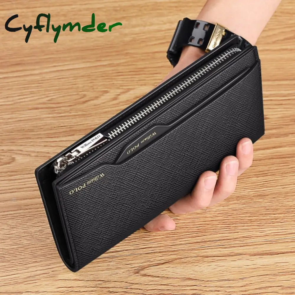 Leather Large Capacity Men’s Wallet Long Business Card Holder Fashion Noble Mobile Phone Bag