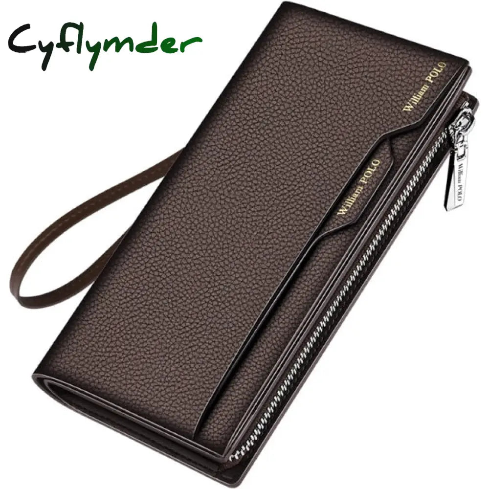 Leather Large Capacity Men’s Wallet Long Business Card Holder Fashion Noble Mobile Phone Bag