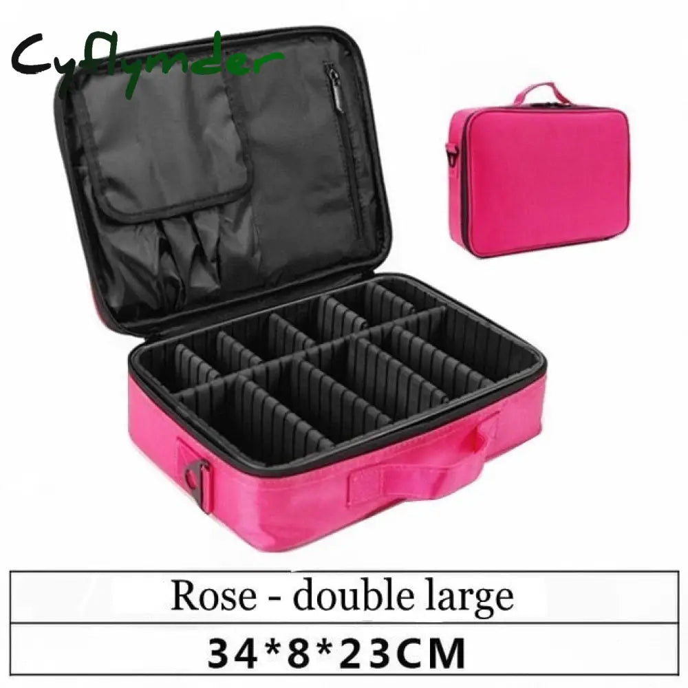 Lhlysgs Pu Waterproof Cosmetic Case Suitcases Multi-Storey Large Professional Makeup Bag Women