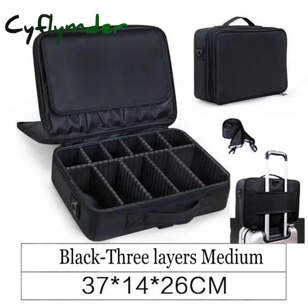 Lhlysgs Pu Waterproof Cosmetic Case Suitcases Multi-Storey Large Professional Makeup Bag Women