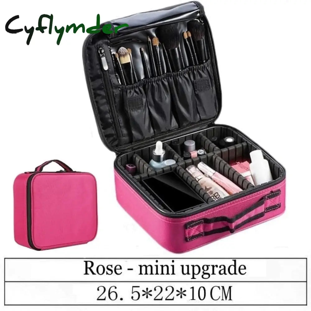 Lhlysgs Pu Waterproof Cosmetic Case Suitcases Multi-Storey Large Professional Makeup Bag Women