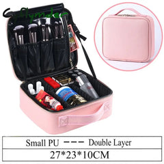 Lhlysgs Pu Waterproof Cosmetic Case Suitcases Multi-Storey Large Professional Makeup Bag Women