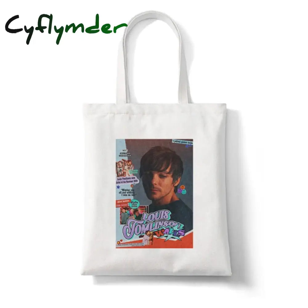 Louis Tomlinson Walls One Direction Shopper Bags Shopping Bag Tote Shoulder Canvas Large Capacity