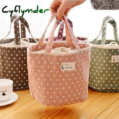 Lunch Bag Cooler Box Polka Dot Small Tote Pouch Container Box Pink Handbag Bolsa Termica Lancheira