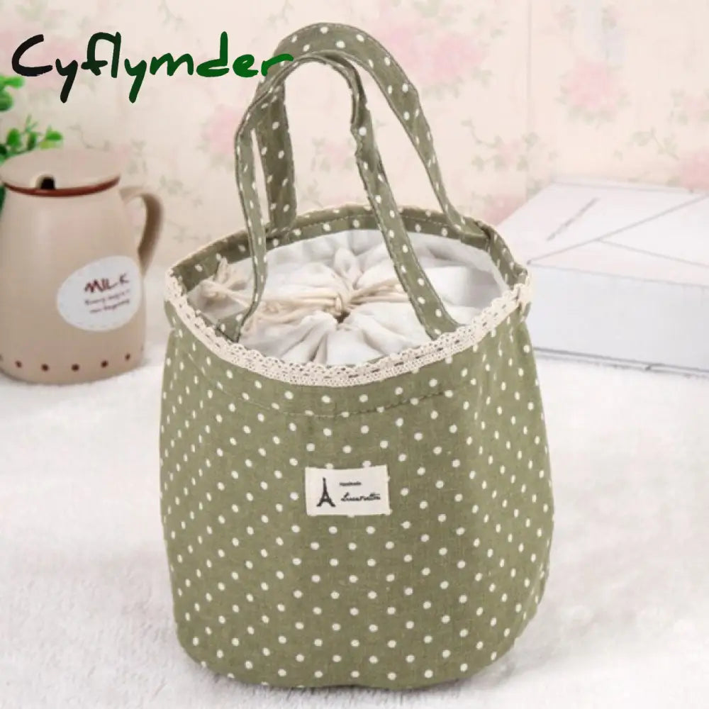 Lunch Bag Cooler Box Polka Dot Small Tote Pouch Container Box Pink Handbag Bolsa Termica Lancheira