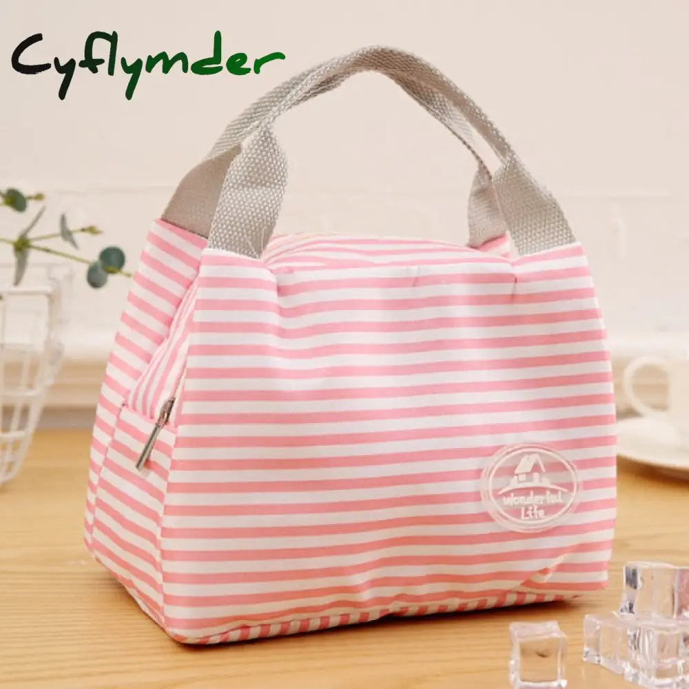 Lunch Bag Insulated Cold Stripe Picnic Carry Case Thermal Portable Box Bento Pouch Container Food