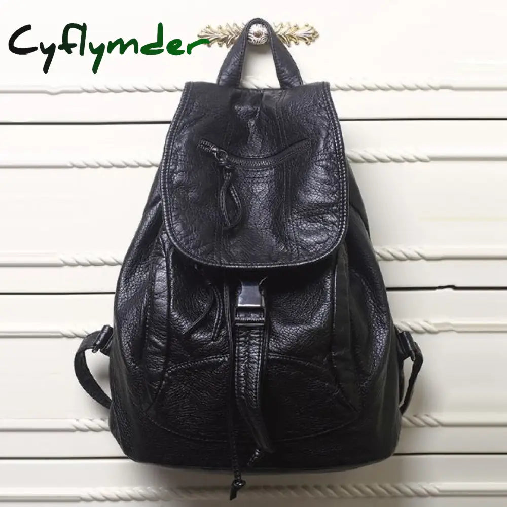 Luxury Famous Brand Designer Washed Leather Women Backpack Female Shoulders Bag Teenager School