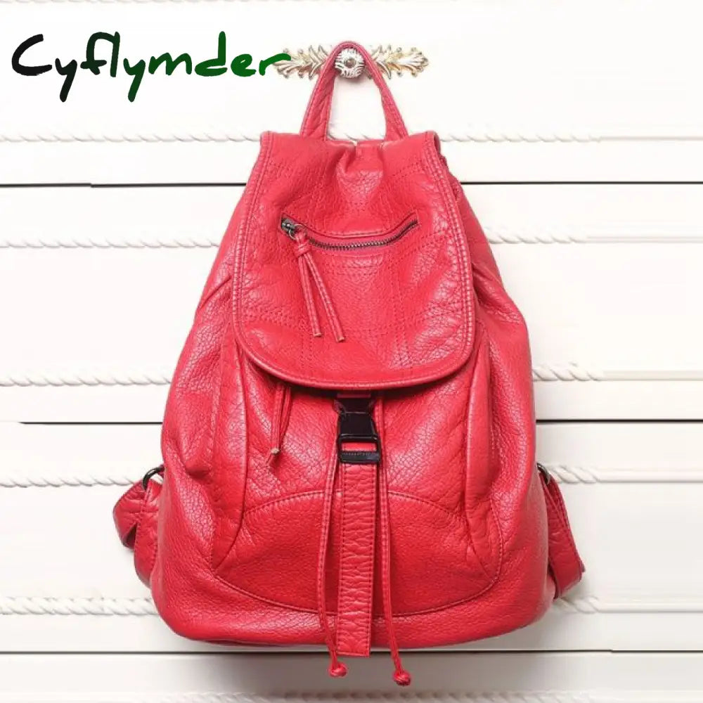 Luxury Famous Brand Designer Washed Leather Women Backpack Female Shoulders Bag Teenager School