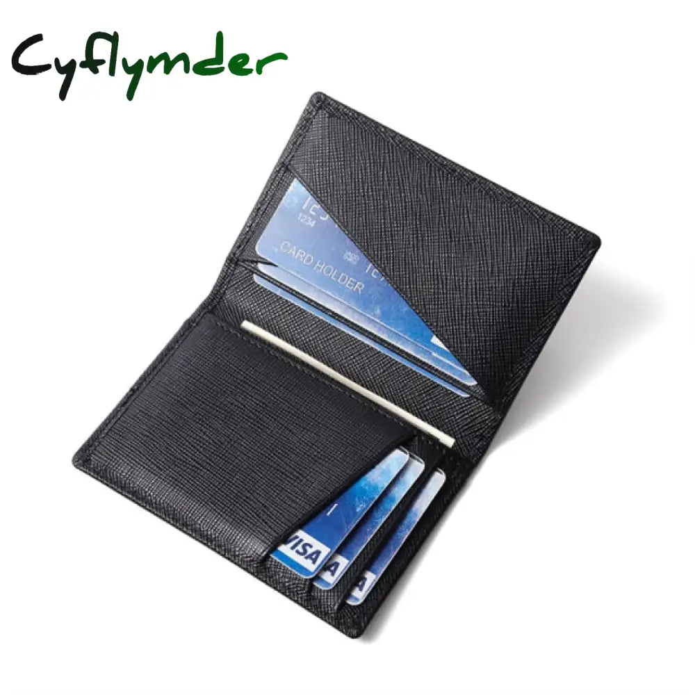 Luxury Rfid Bifold Small Card Wallet For Men Contrast Color Slim Cross Pattern Genuine Leather