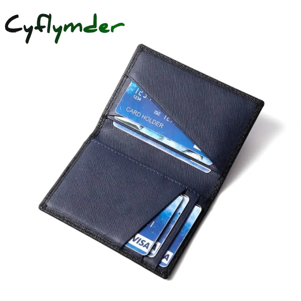 Luxury Rfid Bifold Small Card Wallet For Men Contrast Color Slim Cross Pattern Genuine Leather