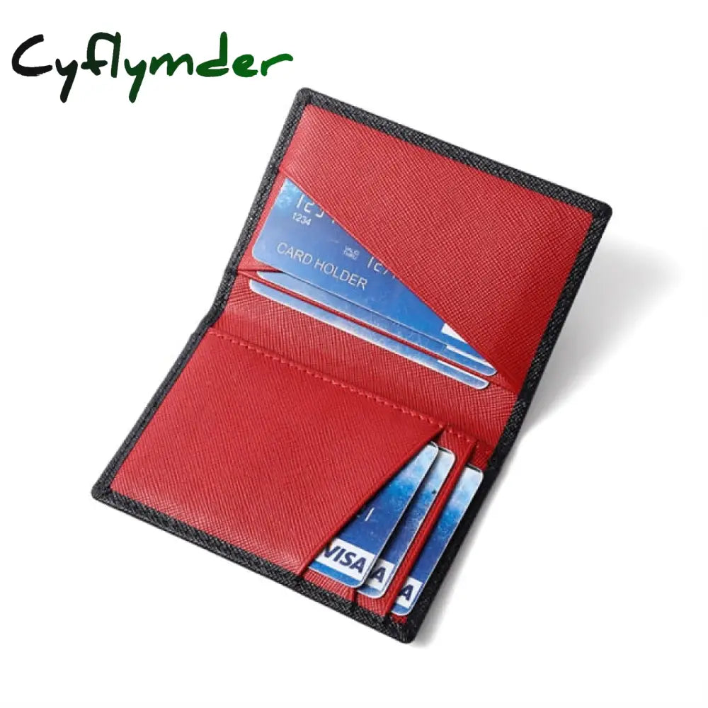 Luxury Rfid Bifold Small Card Wallet For Men Contrast Color Slim Cross Pattern Genuine Leather