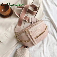 Luxury Women Leather Bag High Quality Waist Thick Chain Shoulder Crossbody Chest Female Belt Sac