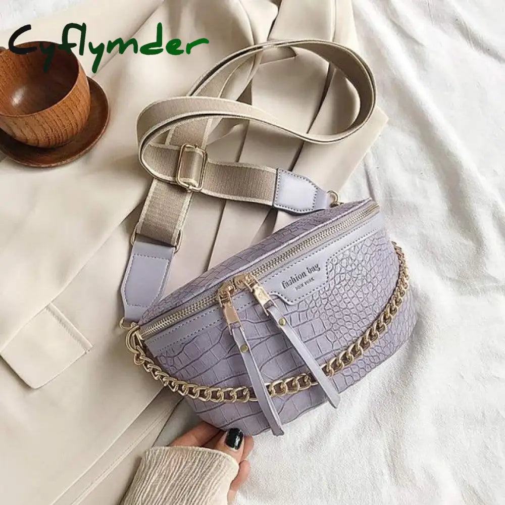 Luxury Women Leather Bag High Quality Waist Thick Chain Shoulder Crossbody Chest Female Belt Sac