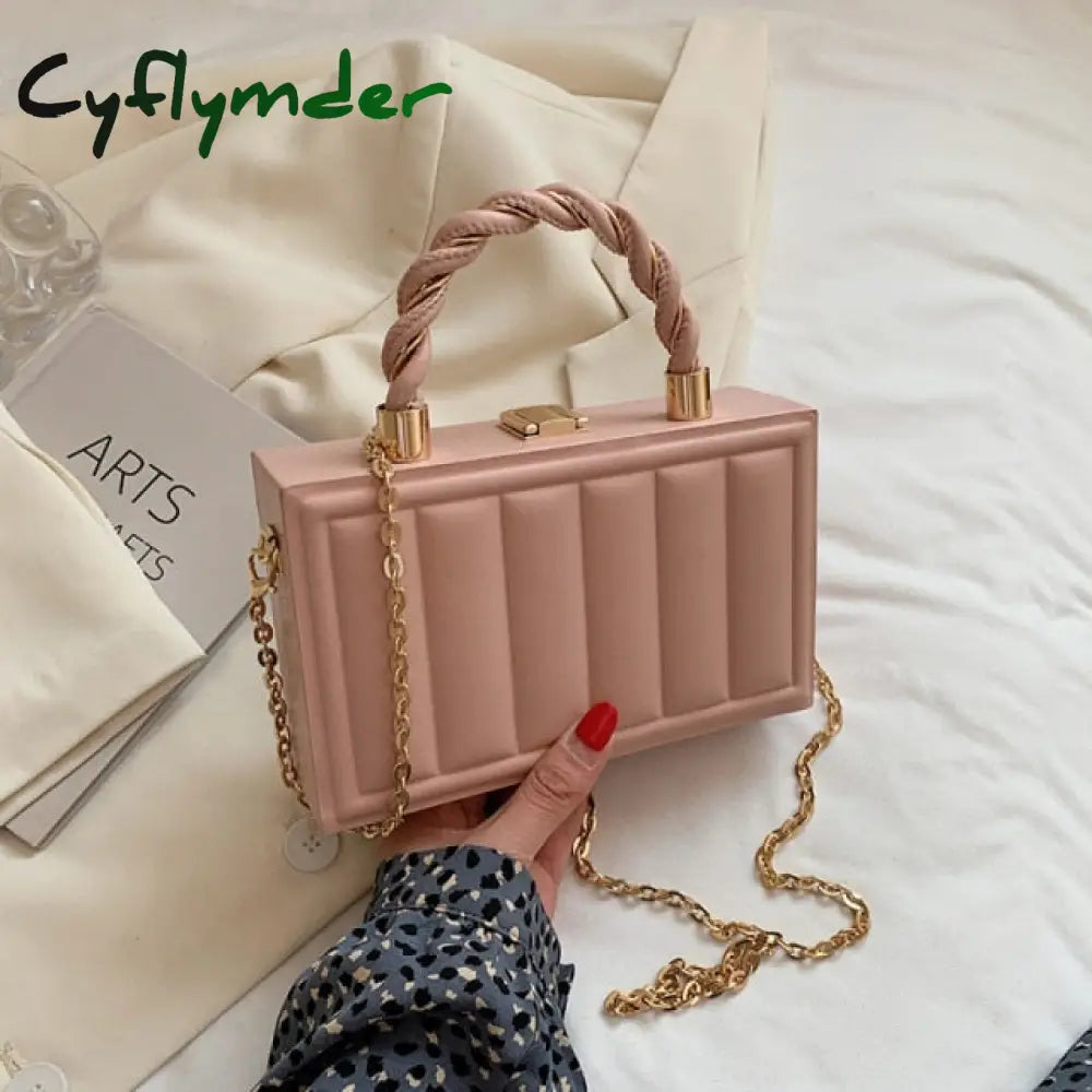 Luxury Women Small Box Chain Crossbody Bag Brand Lady White Pink Handbags And Purses Clutch Evening