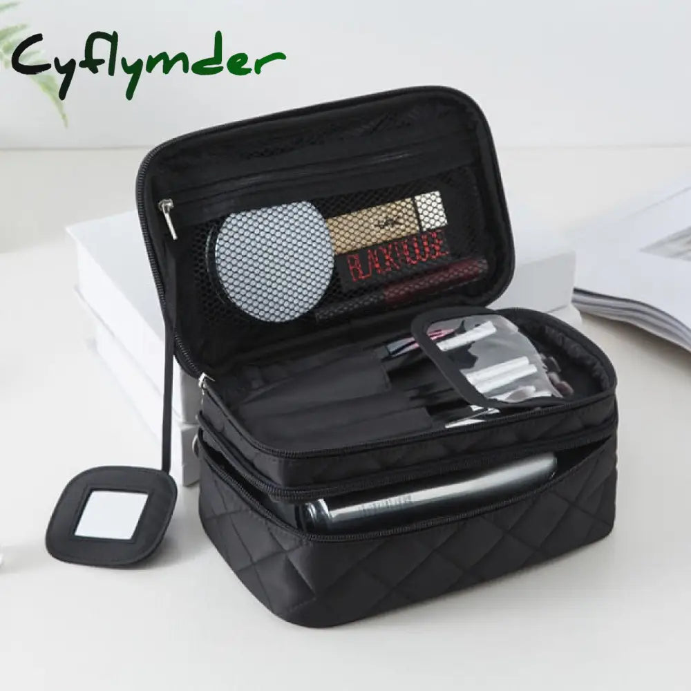 Makeup Bag Women Double-Layer Large-Capacity Travel Organizer Cosmetic Bags Waterproof Nylon Make