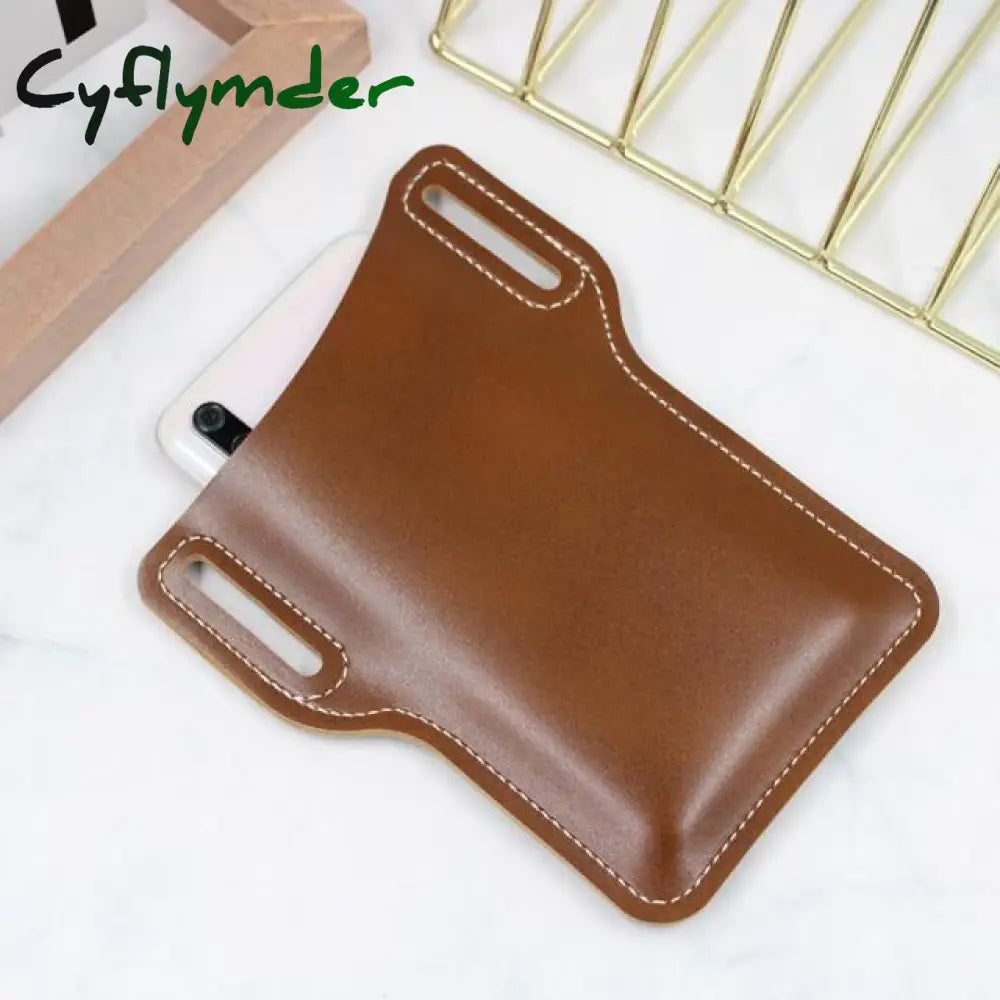 Men Cellphone Loop Holster Case Belt Waist Bag Props Leather Purse Phone Wallet Brown