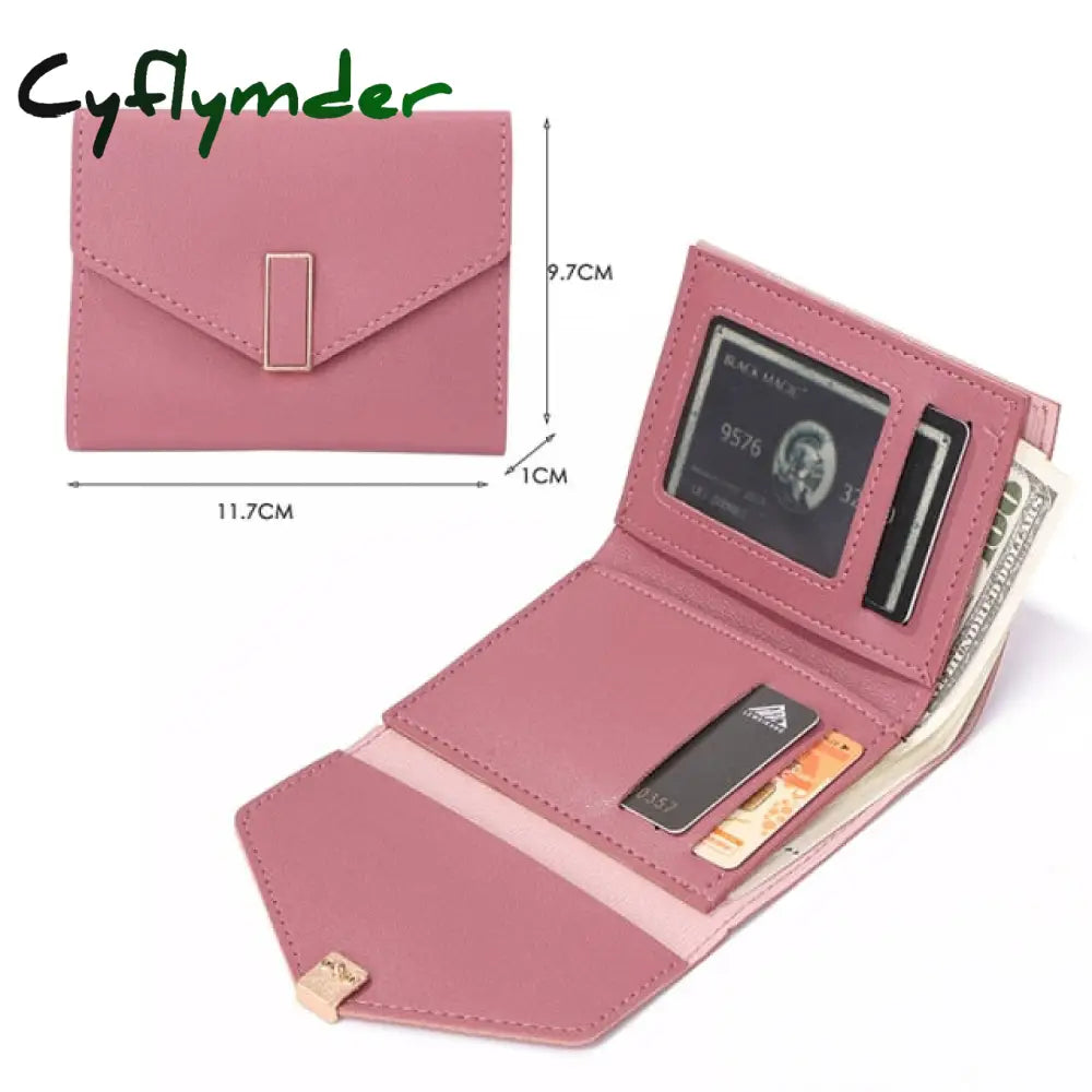 Men Women Fashion Solid Color Credit Card Id Multi-Slot Holder Casual Pu Leather Mini Coin Purse