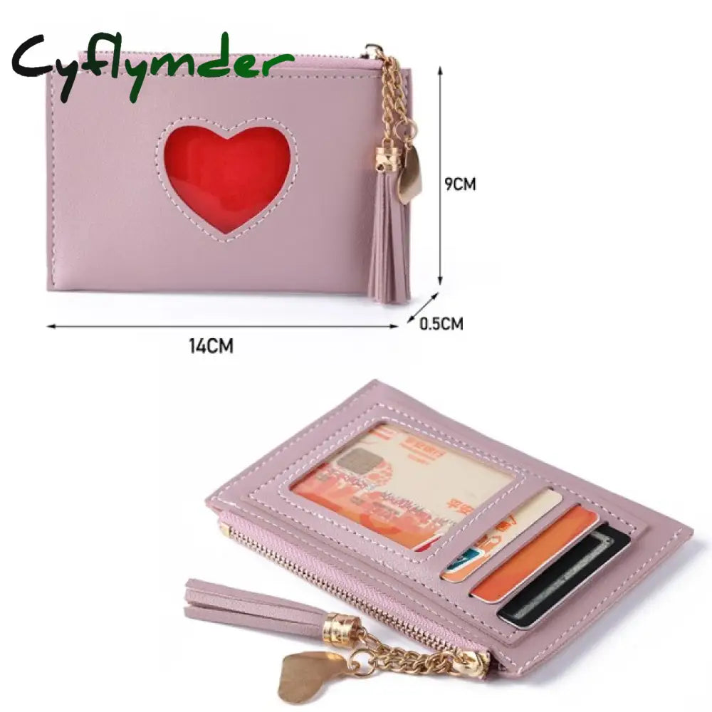 Men Women Fashion Solid Color Credit Card Id Multi-Slot Holder Casual Pu Leather Mini Coin Purse