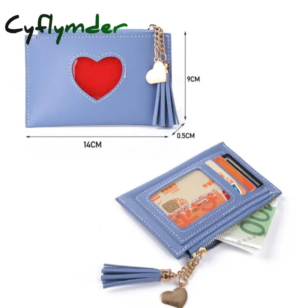 Men Women Fashion Solid Color Credit Card Id Multi-Slot Holder Casual Pu Leather Mini Coin Purse