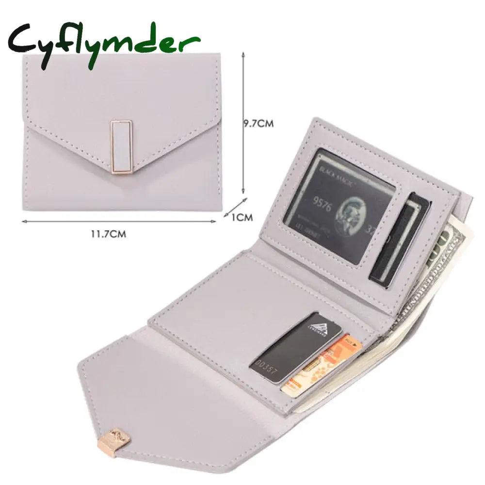 Men Women Fashion Solid Color Credit Card Id Multi-Slot Holder Casual Pu Leather Mini Coin Purse