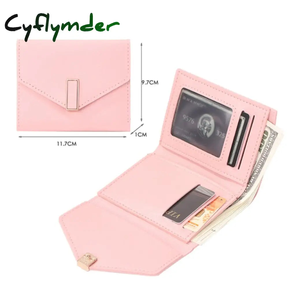 Men Women Fashion Solid Color Credit Card Id Multi-Slot Holder Casual Pu Leather Mini Coin Purse