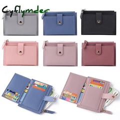 Men Women Fashion Solid Color Credit Card Id Multi-Slot Holder Casual Pu Leather Mini Coin Purse