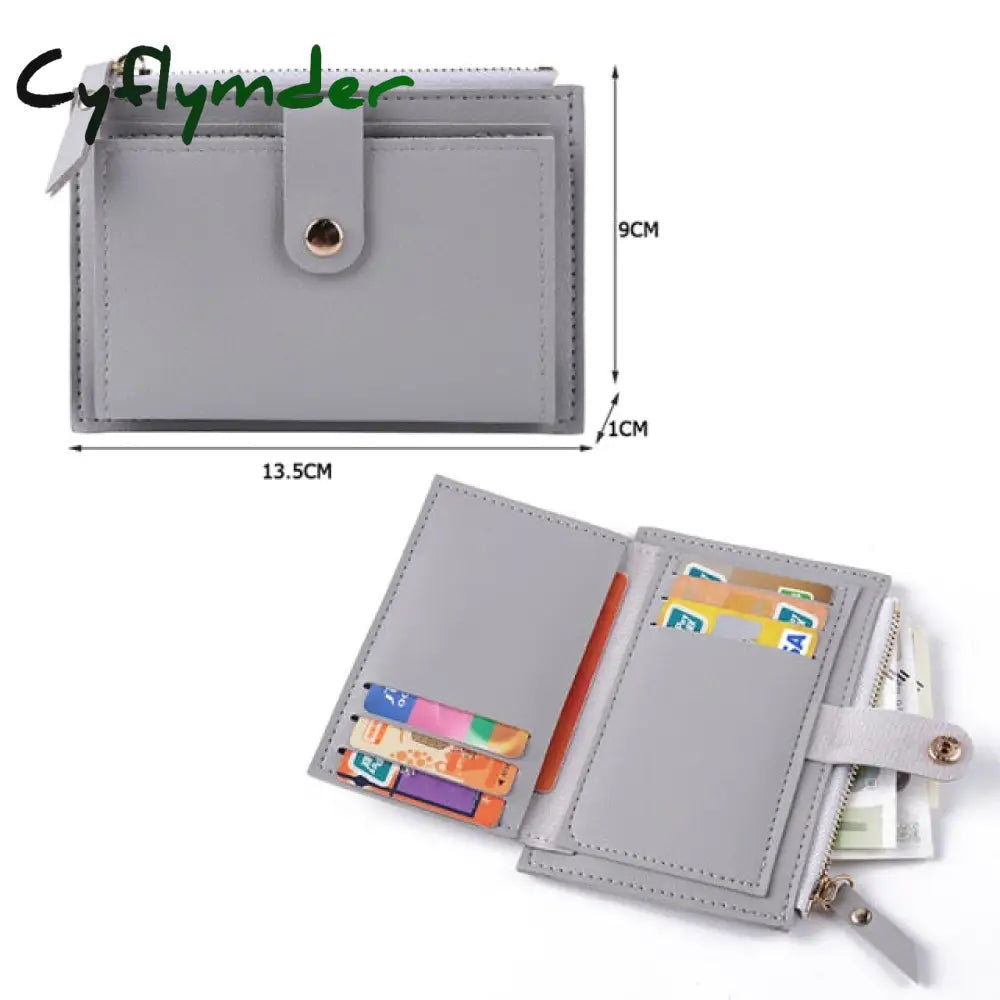 Men Women Fashion Solid Color Credit Card Id Multi-Slot Holder Casual Pu Leather Mini Coin Purse