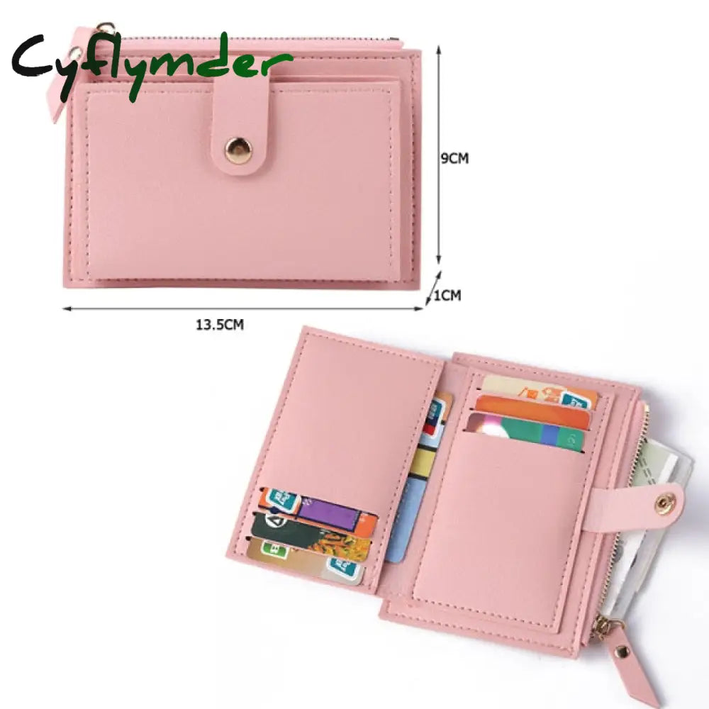 Men Women Fashion Solid Color Credit Card Id Multi-Slot Holder Casual Pu Leather Mini Coin Purse