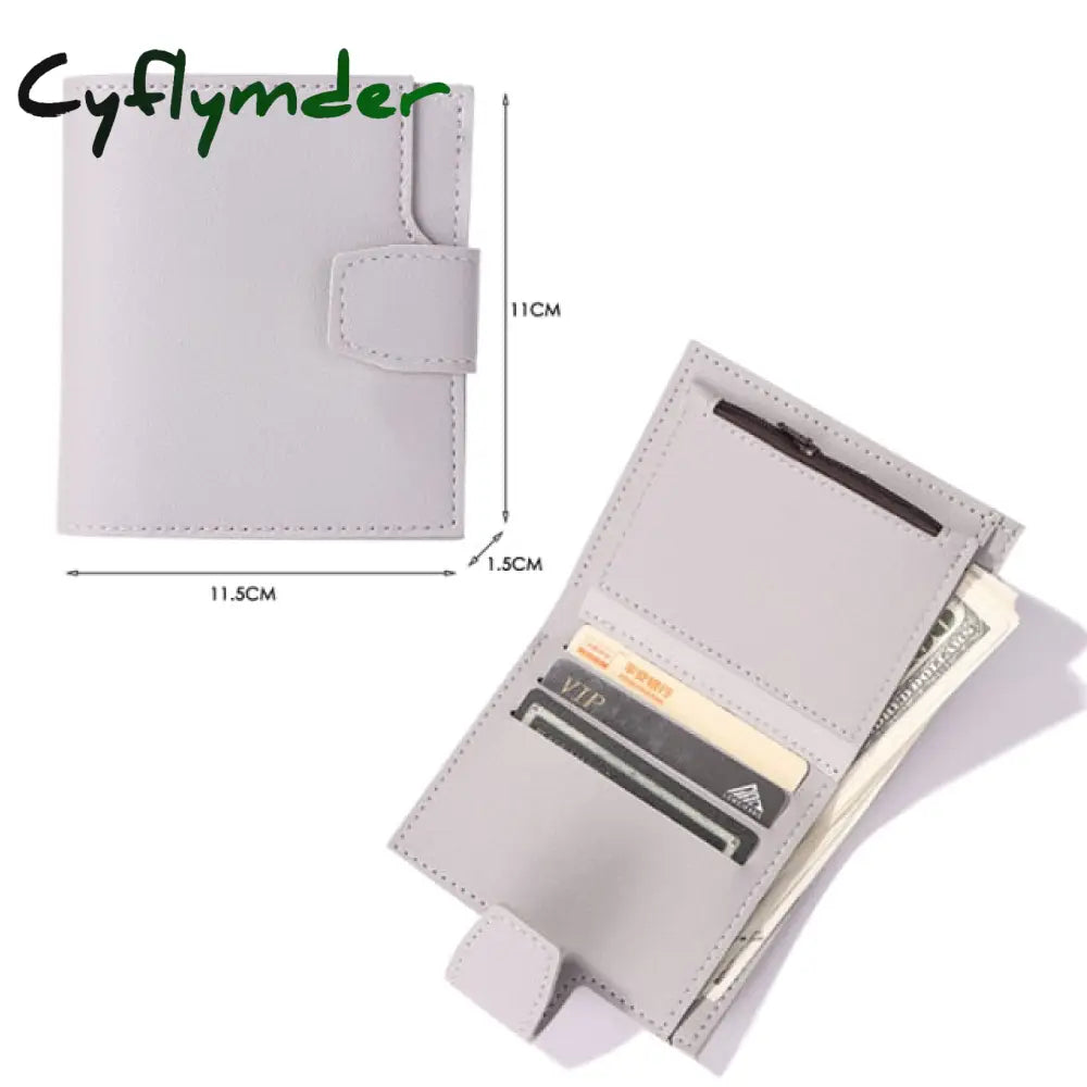 Men Women Fashion Solid Color Credit Card Id Multi-Slot Holder Casual Pu Leather Mini Coin Purse