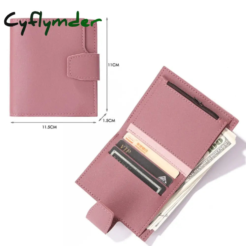 Men Women Fashion Solid Color Credit Card Id Multi-Slot Holder Casual Pu Leather Mini Coin Purse