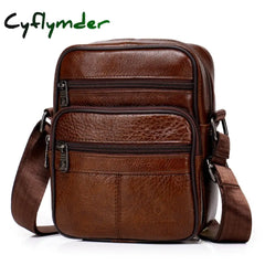 Men’s Genuine Leather Shoulder Bag Messenger Bags Fashion Flap Crossbody Handbag Male Ksk 8001Brown