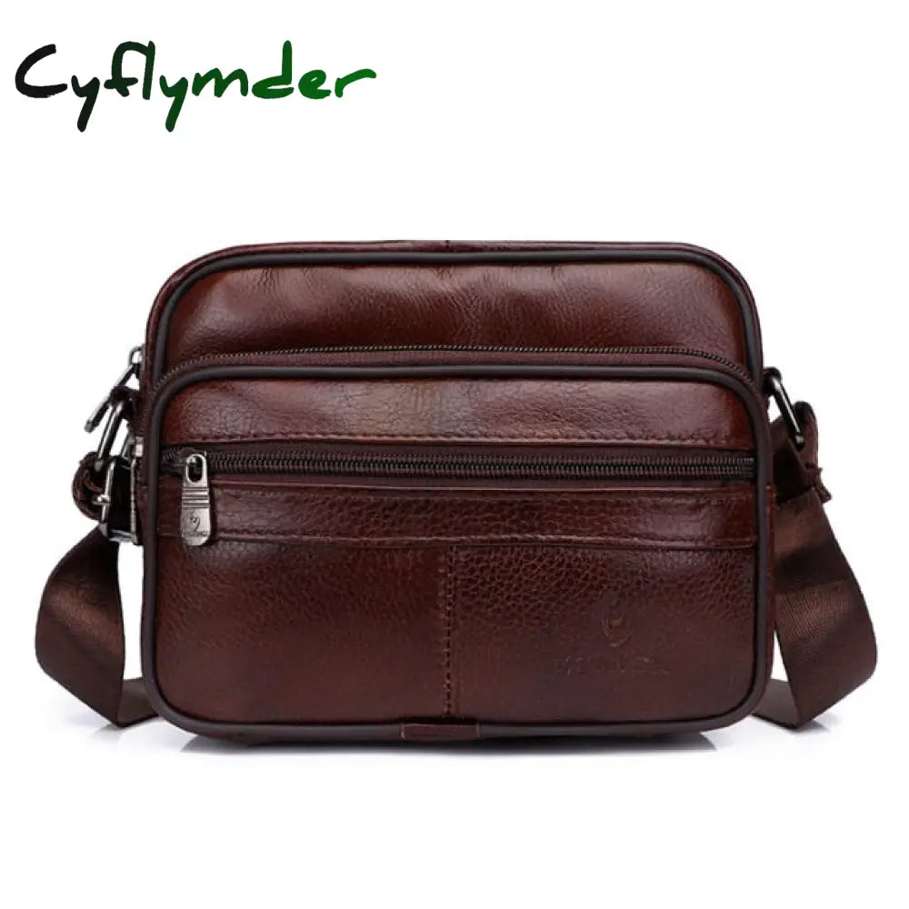 Men’s Genuine Leather Shoulder Bag Messenger Bags Fashion Flap Crossbody Handbag Male Ksk 8003Brown