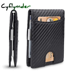 Men’s Wallet Carbon Fiber Credit Card Rfid Protection Simple Ultra-Thin Pu Small Money Clip