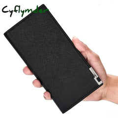 Men’s Wallet Thin Clutch Long Porte Feuille Homme Leather Solid Soft Carteira Masculina Wallets