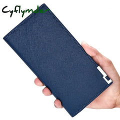 Men’s Wallet Thin Clutch Long Porte Feuille Homme Leather Solid Soft Carteira Masculina Wallets