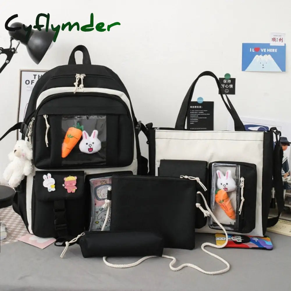 New 4 Pcs Sets Purple Colour Children’s School Backpack Kawaii Women’s Bookbag Bags For Teens