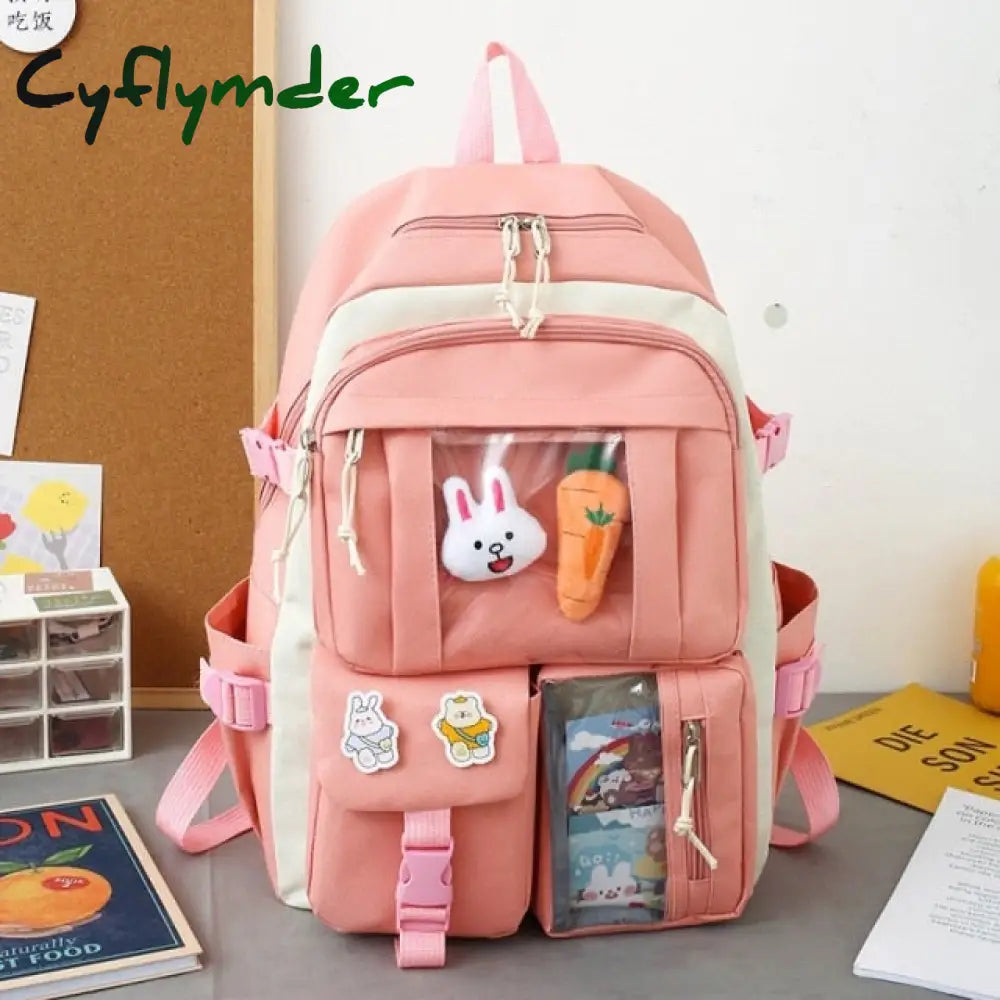 New 4 Pcs Sets Purple Colour Children’s School Backpack Kawaii Women’s Bookbag Bags For Teens