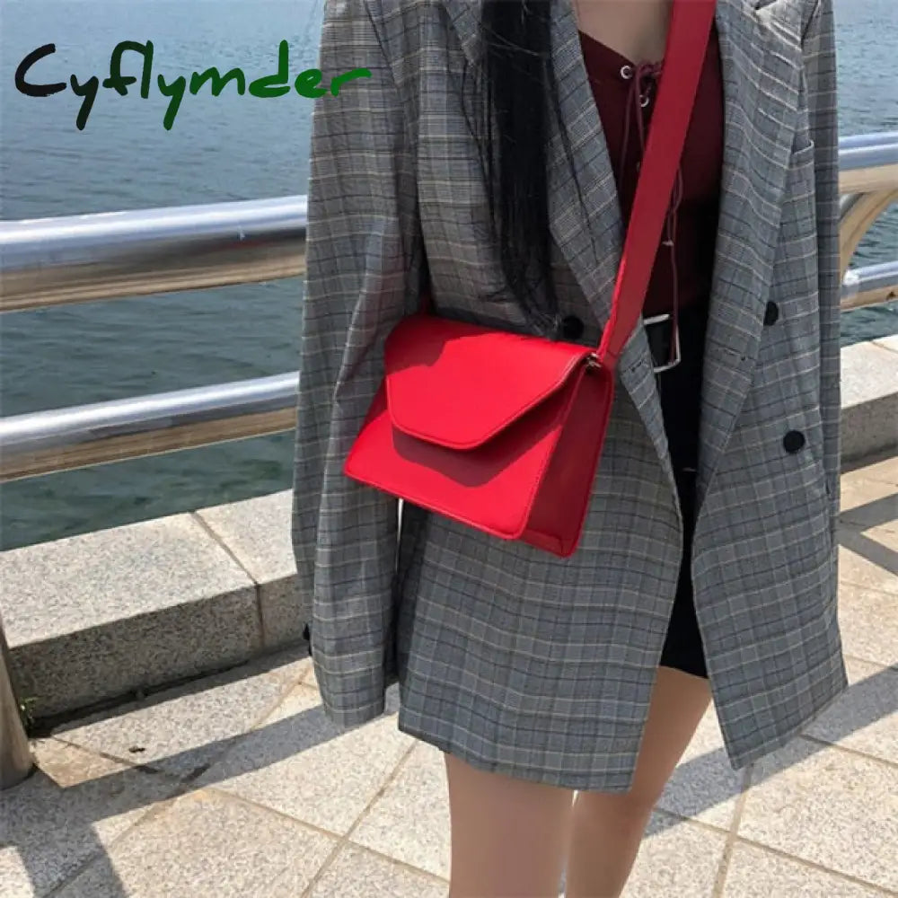 New Arrive Women Pu Leather Shoulder Bags Girls Brief Flap Women’s Casual Messenger Crossbody Red