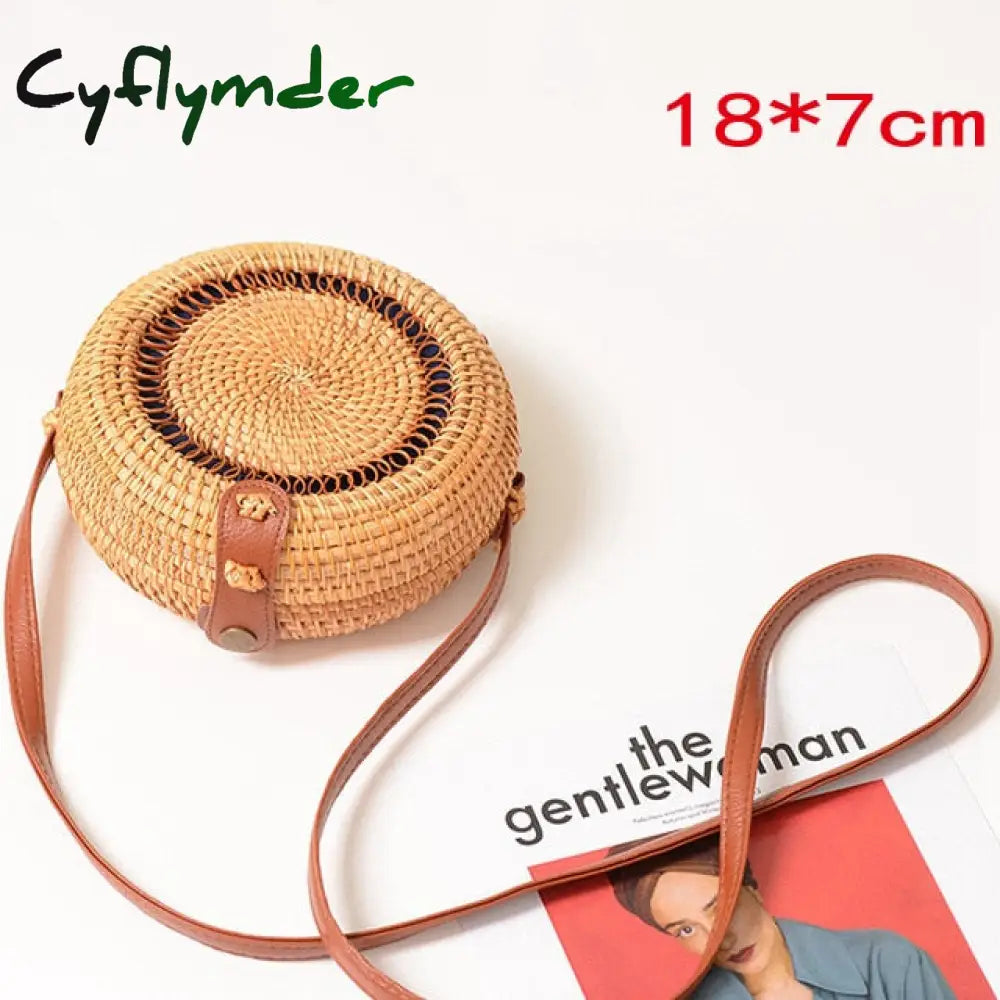 New Bali Vintage Handmade Crossbody Leather Bag Round Beach Girls Circle Rattan Small Bohemian