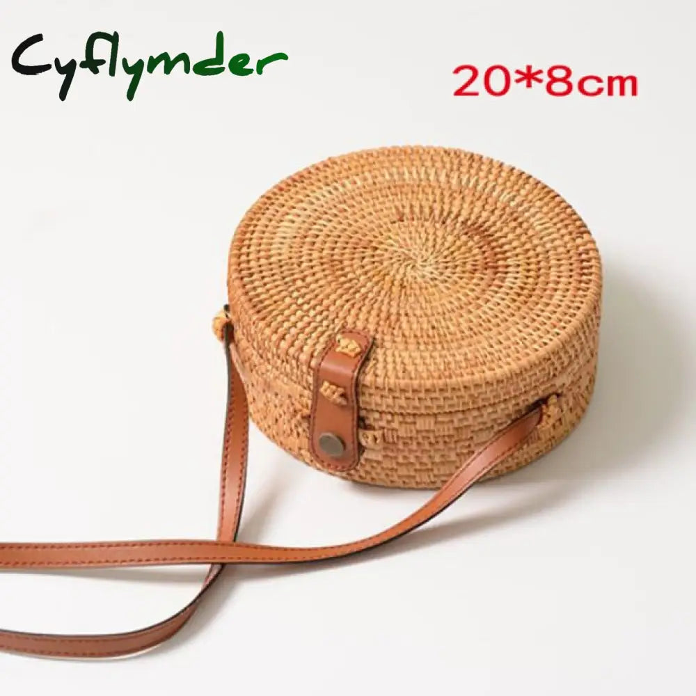 New Bali Vintage Handmade Crossbody Leather Bag Round Beach Girls Circle Rattan Small Bohemian