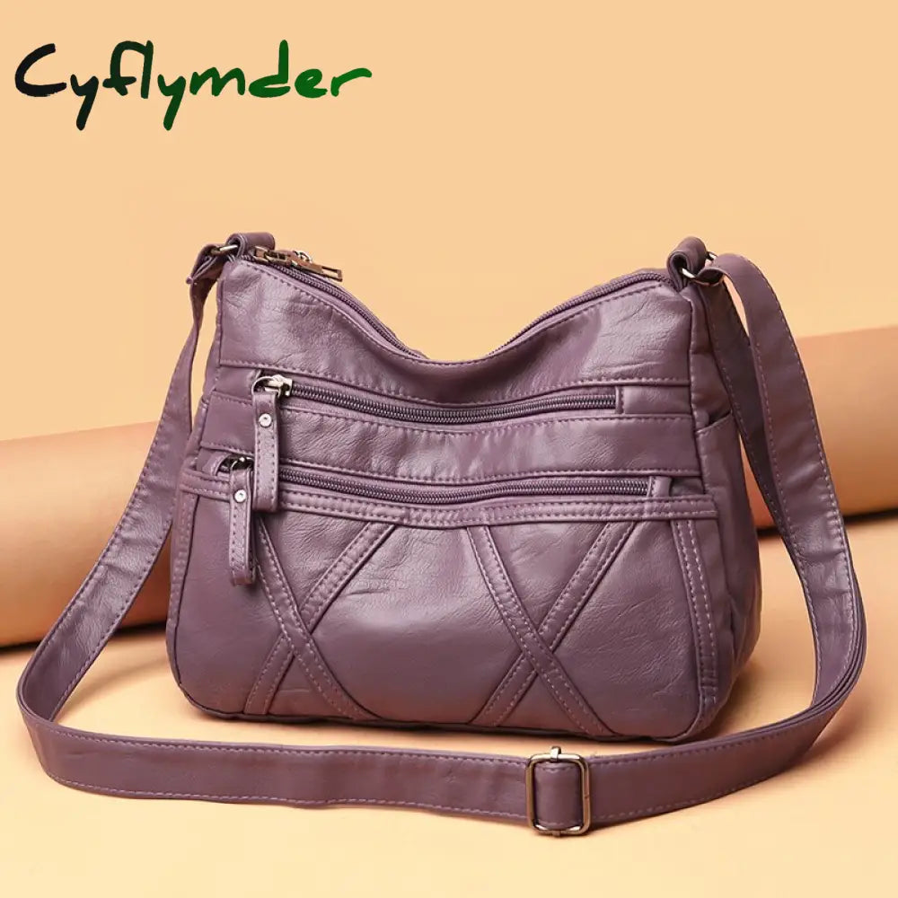 New Casual Ladies Shoulder Bag Sewing Thread Fashion Purses And Handbags Small Pu Leather Crossbody