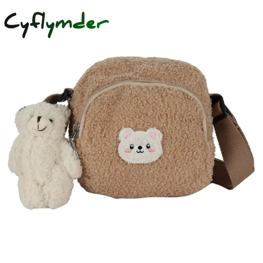 New Cute Bear Messenger Bag Women Plush Mobile Phone Girls Small Shoulder 07