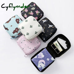 New Cute Sanitary Napkins Package Organizer Hygiene Cotton Bag Striped Mini Cosmetic Bags Travel