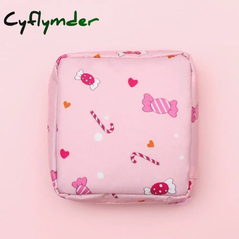 New Cute Sanitary Napkins Package Organizer Hygiene Cotton Bag Striped Mini Cosmetic Bags Travel