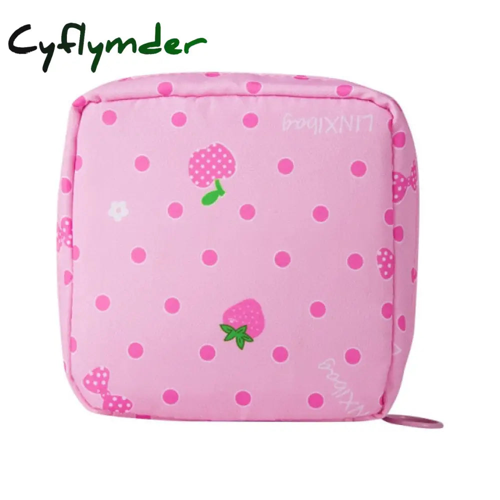 New Cute Sanitary Napkins Package Organizer Hygiene Cotton Bag Striped Mini Cosmetic Bags Travel