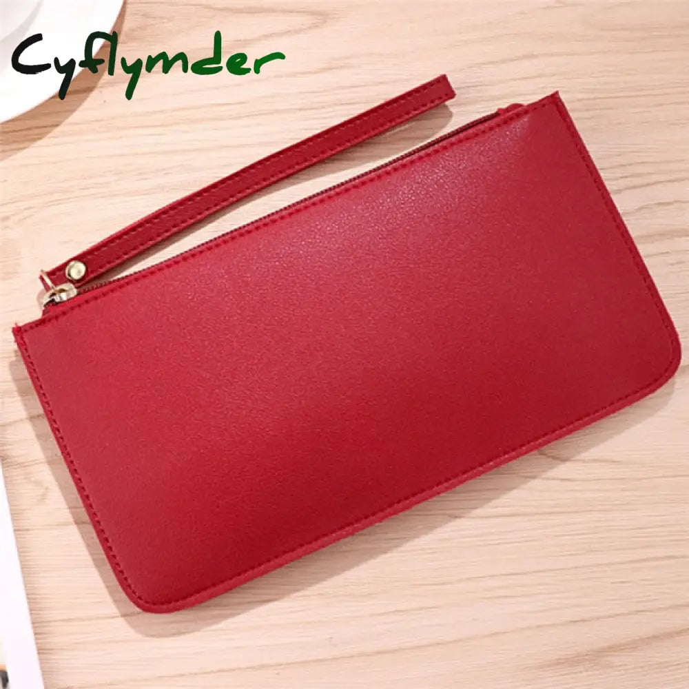 New Fashion Pu Leather Women Wallet Clutch Women’s Purse Best Phone Female Case Pocket Red 4