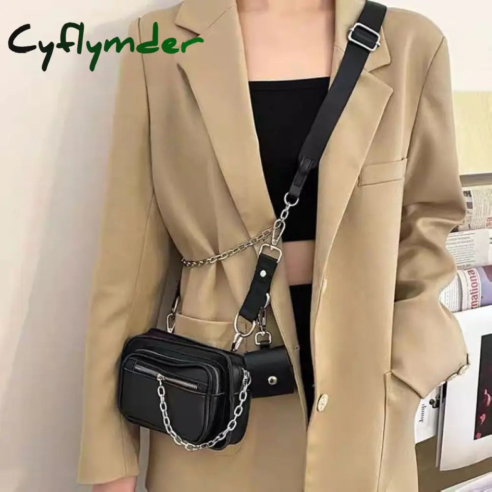 New Fashion Women Shoulder Bag American Style Street Vintage Biker Chain Handbag Casual Simple