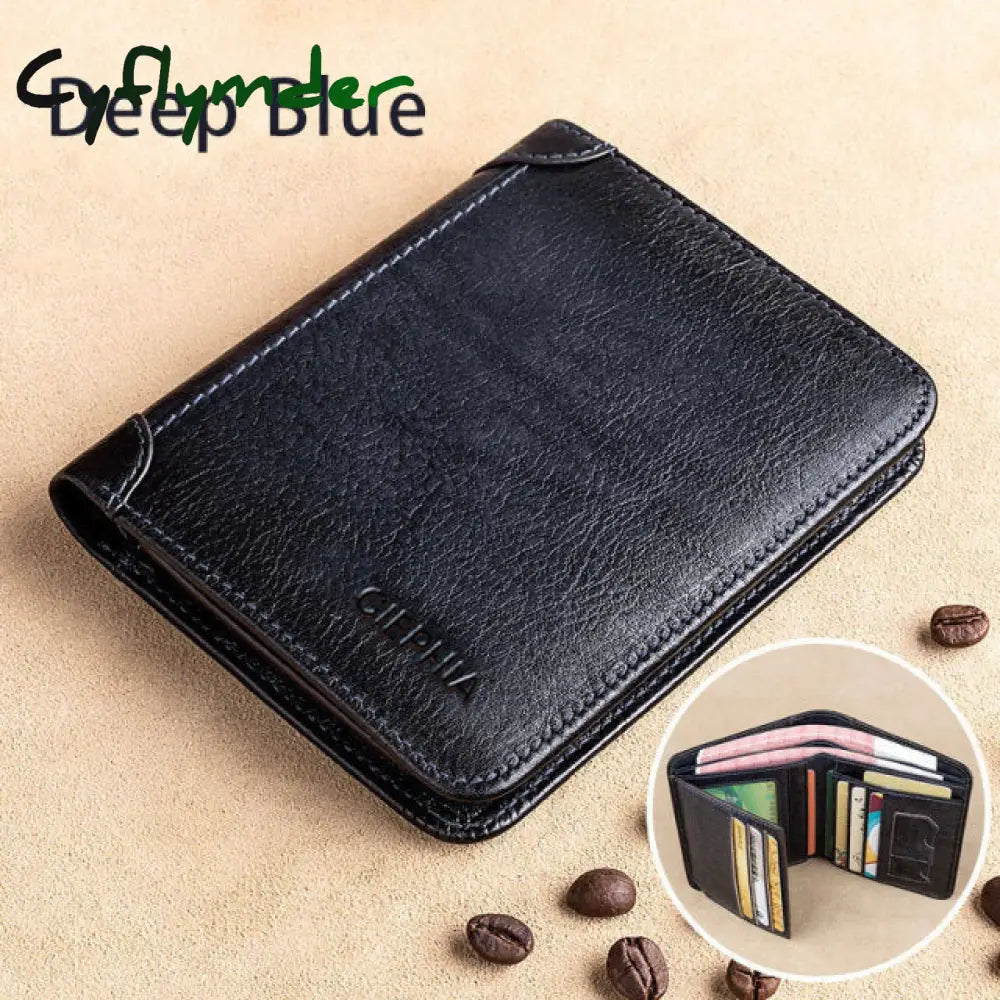 New Genuine Leather Rfid Wallets For Men Vintage Thin Short Multi Function Id Credit Card Holder