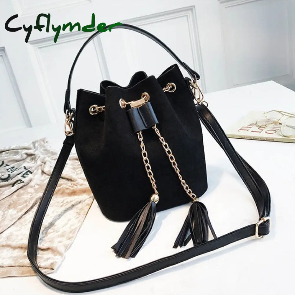 New Mini Crossbody Handbags Cute Suede Bucket Bag Organizer Small Tassel Pu Leather Womens Shoulder