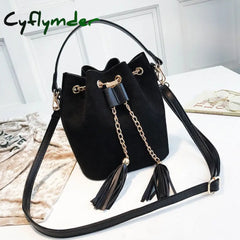 New Mini Crossbody Handbags Cute Suede Bucket Bag Organizer Small Tassel Pu Leather Womens Shoulder